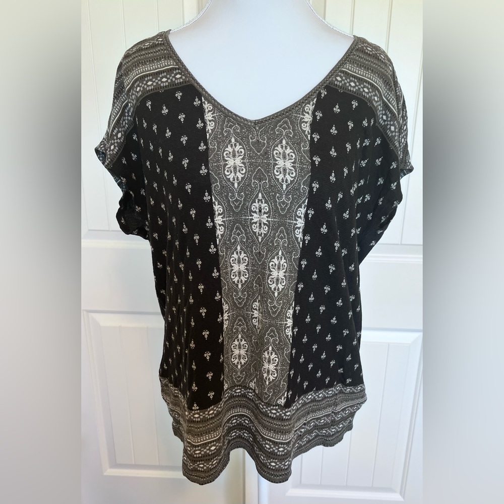 Lucky Brand Black and White Boho Blouse